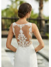 Ivory Lace Chiffon Illusion Back Chic Wedding Dress